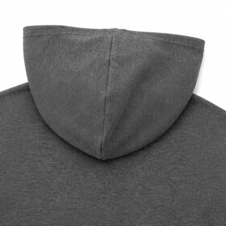 Women's Waffle Knit Henley Hoodie with Button Placket & Oversized Fit - Hood Back Detail