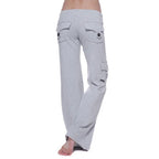 Gray Women's Cargo Pants with Wide-Leg Fit & Stretch Comfort Waistband