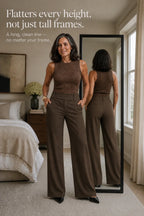 Women's High-Waisted Wide Leg Trousers with Structured Tailored Fit - Mirror Pose