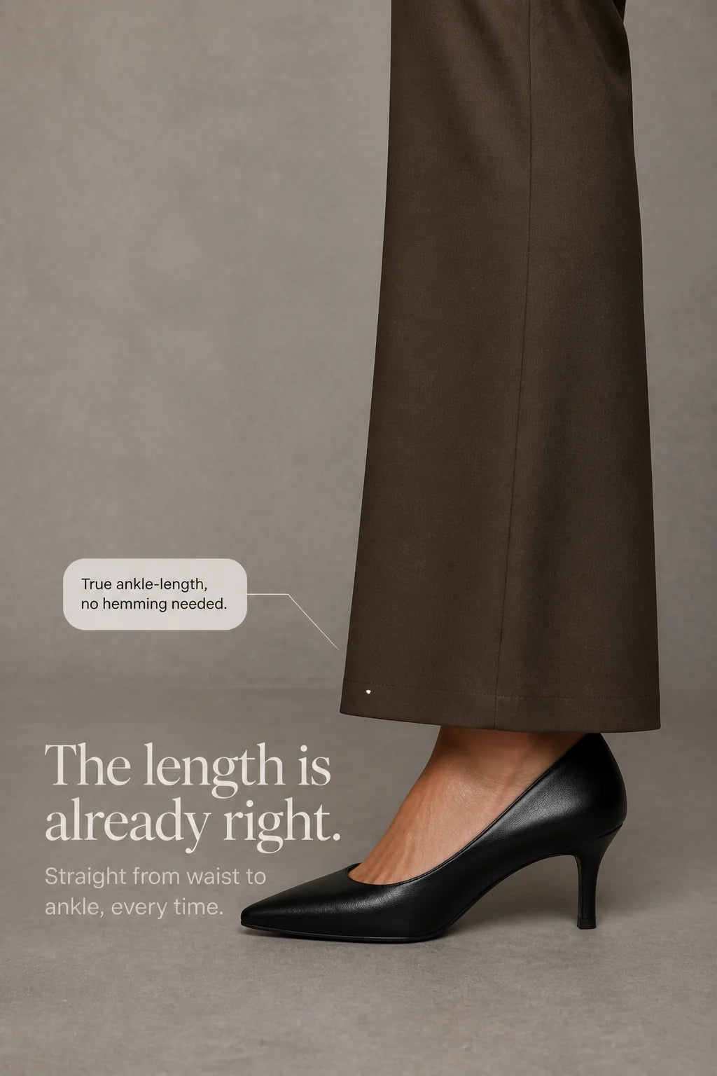 Women's High-Waisted Wide Leg Trousers with Structured Tailored Fit - Shoe Hem Detail