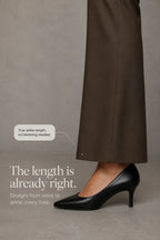 Women's High-Waisted Wide Leg Trousers with Structured Tailored Fit - Shoe Hem Detail