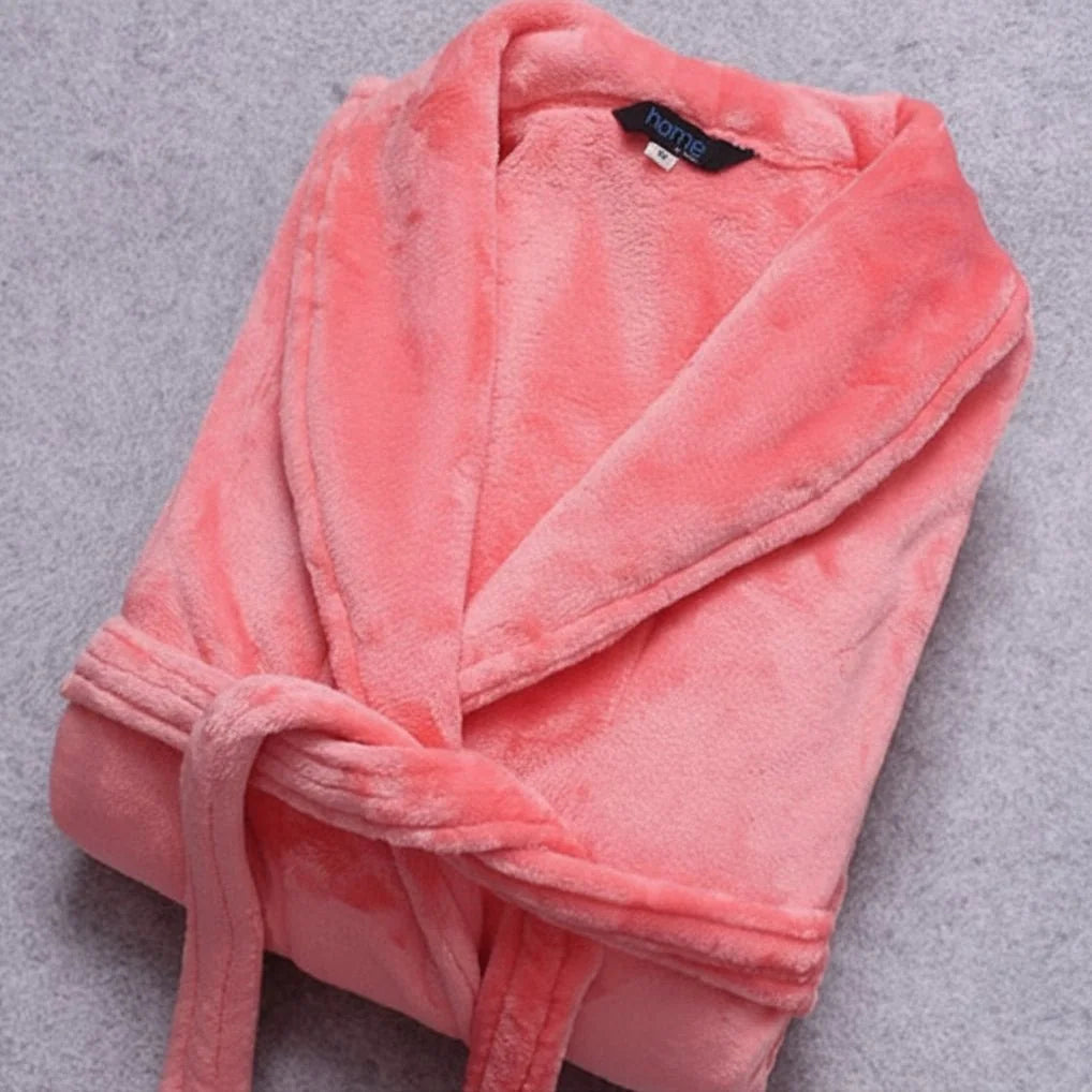 Women's Coral Fleece Bathrobe with Belt & Side Pockets