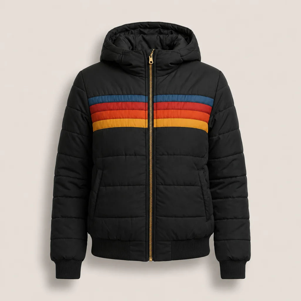 Black Women's Waterproof Puffer Jacket with Hooded Design & Lightweight Comfort — Jane