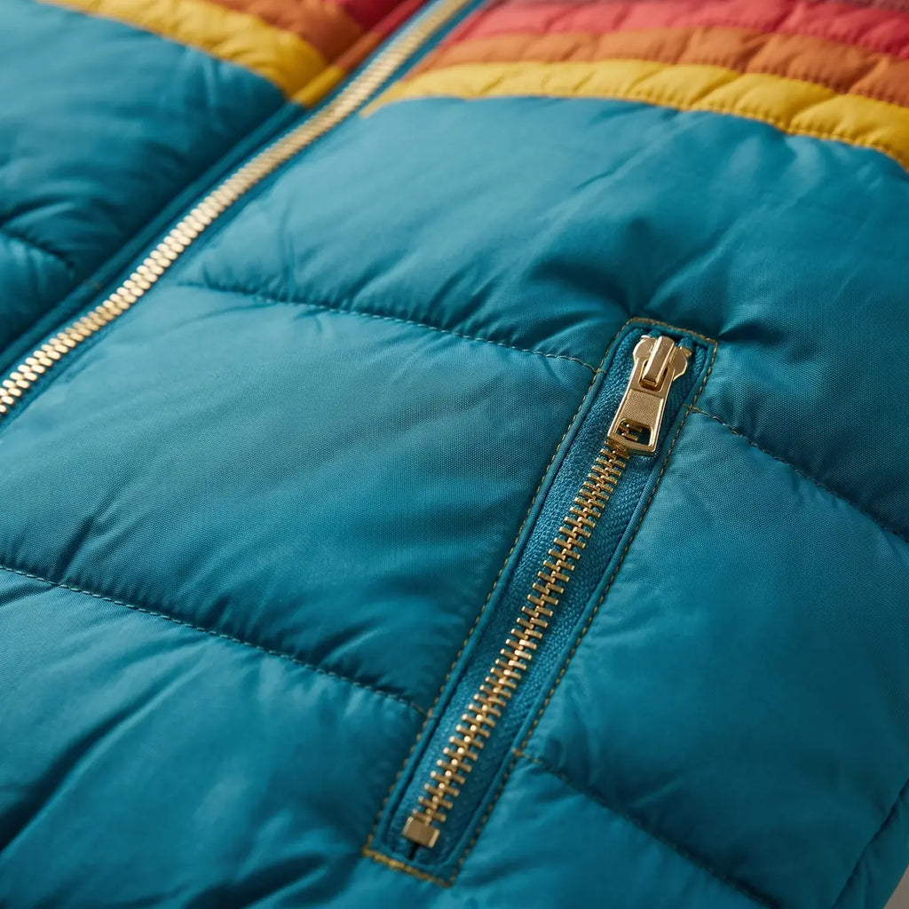 Women's Waterproof Puffer Jacket with Hooded Design & Lightweight Comfort - Zipper Detail