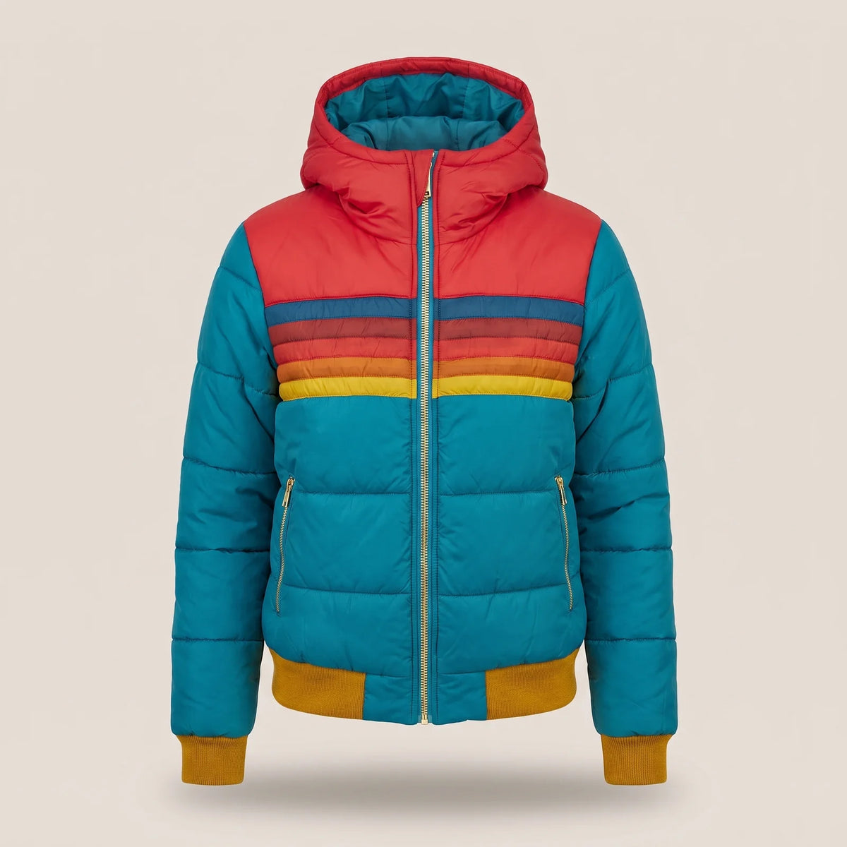 Light Blue Women's Waterproof Puffer Jacket with Hooded Design & Lightweight Comfort